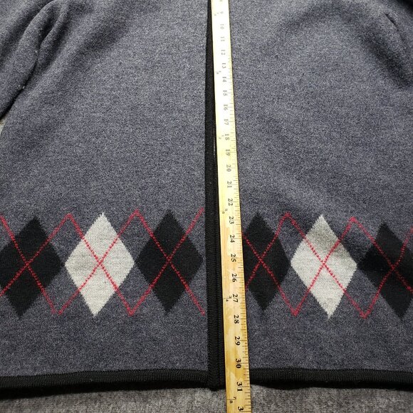 VTG HERMAN GEIST Cardigan Grey Sweater 100% Wool & Knit Women 3X Black Collar - Picture 3 of 6